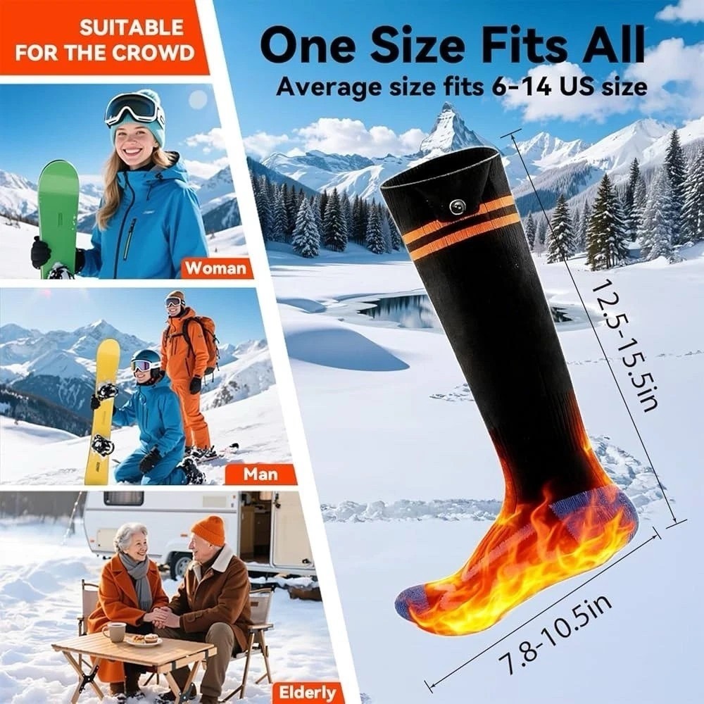 Heated Socks Rechargeable 4 Heat Settings for Outdoor One Size